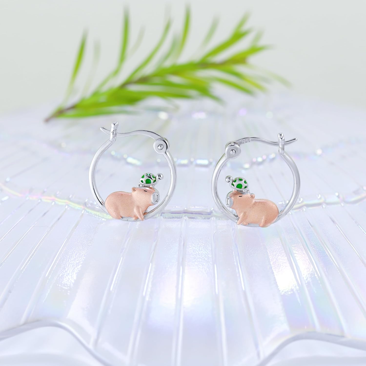 925 Sterling Silver Animal Hoop Earrings Collection, Sloth/Capybara/Pug Designs, Hypoallergenic Small Hoops for Women, Cute Pet - Themed Jewelry Set - Image 3