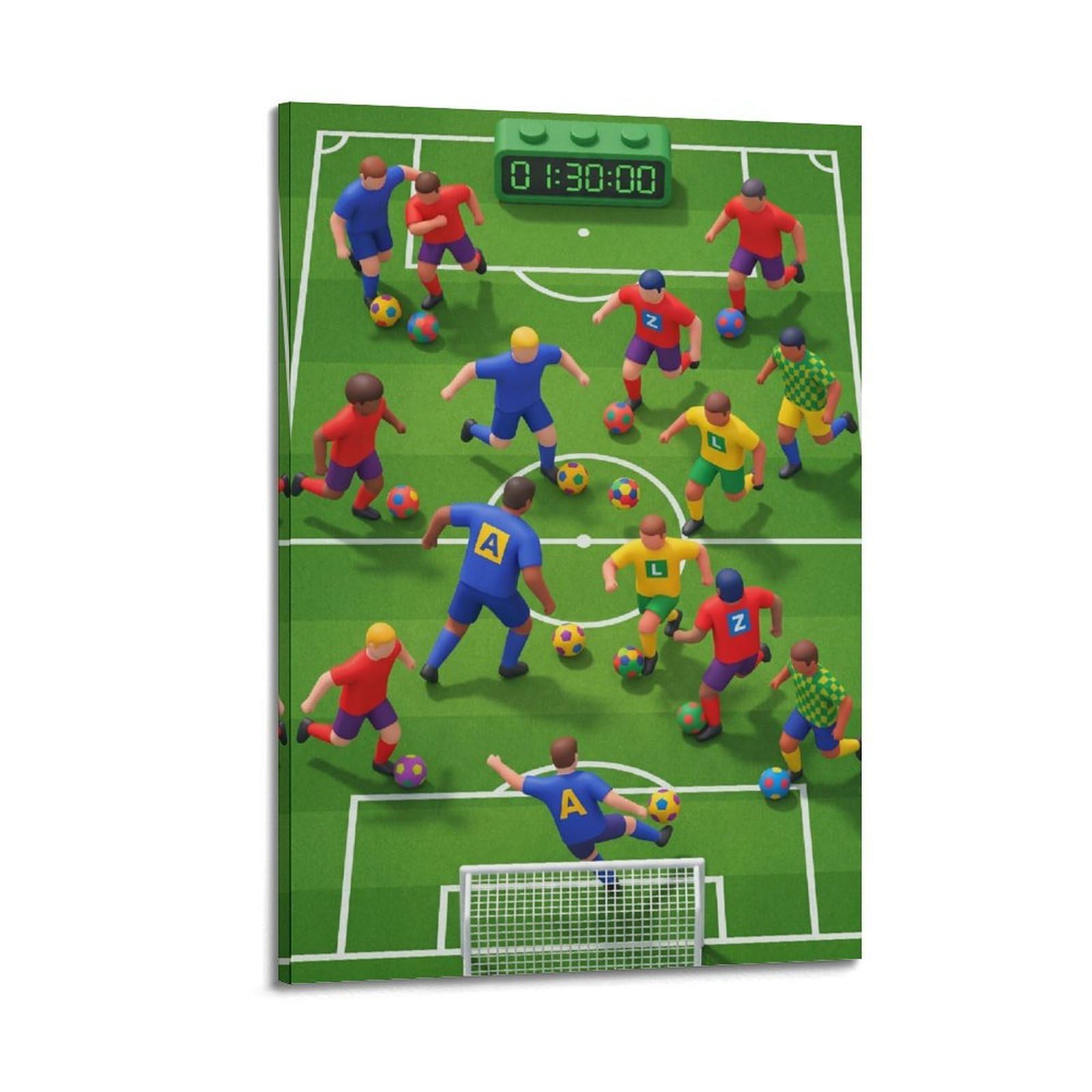 OLYHTR Dynamic Soccer Match Poster for Kids Room Modern Decorative Canvas Prints - Ideal Wall Art for Family, Man Cave, Game Room, Boys & Girls Bedroom 24x36inch(60x90cm)