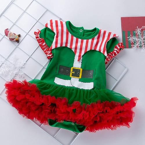 Miniatura 2 de Disfraz de elfo de Navidad para bebé, traje de Navidad, vestido de tutú con diadema y leggings
