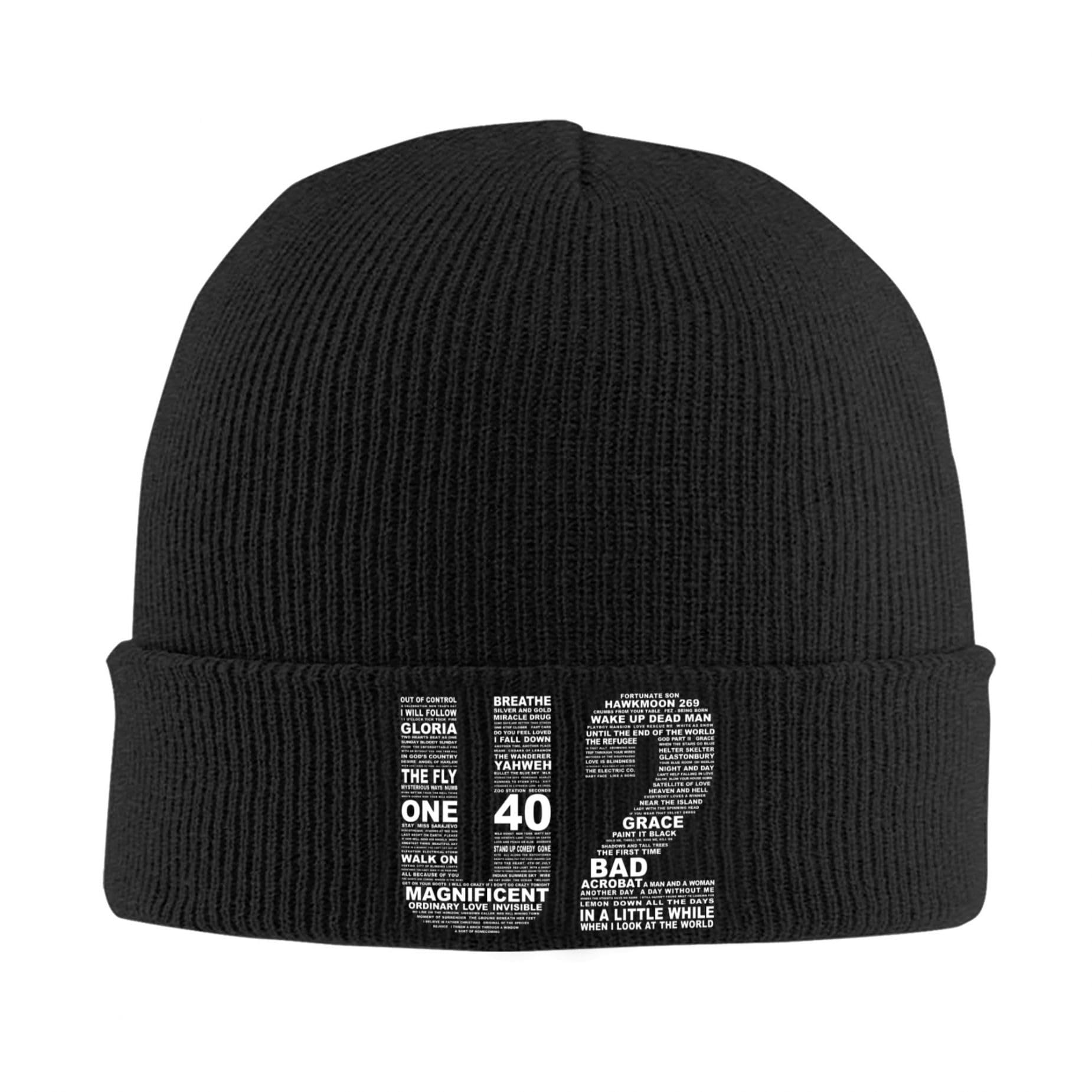 MZPQDKSLK Beanie Hat U*2 Men Women ​​Classic Knit Hats Warm Band Stretchy Soft Cuffed Winter Hat Unisex Thermal Skullcap Gifts for Him/Her/Dad/Mom