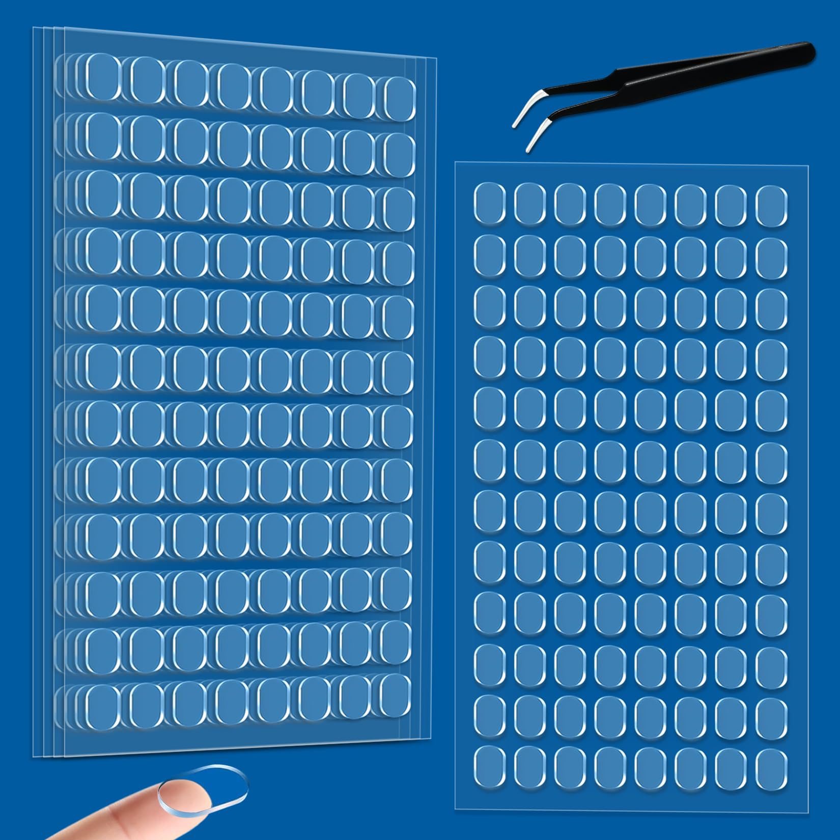 624PCS Removable Gel Glue Dots Double Sided, Clear Sticky Dots, Adhesive Stick dots Poster Tape Reusable, No Traces Sticky Tack for DIY, Party Supplies, Festival Decoration 0.31" X 0.51"