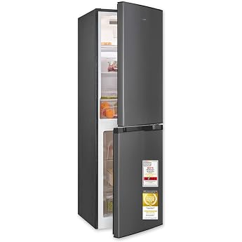 Exquisit No Frost Fridge Freezer 193 L - KGC5195 No-Frost LED Electronic Temperature Control Inoxlook 160 x 51 x 61 cm Energy Class E [Energy Class E]