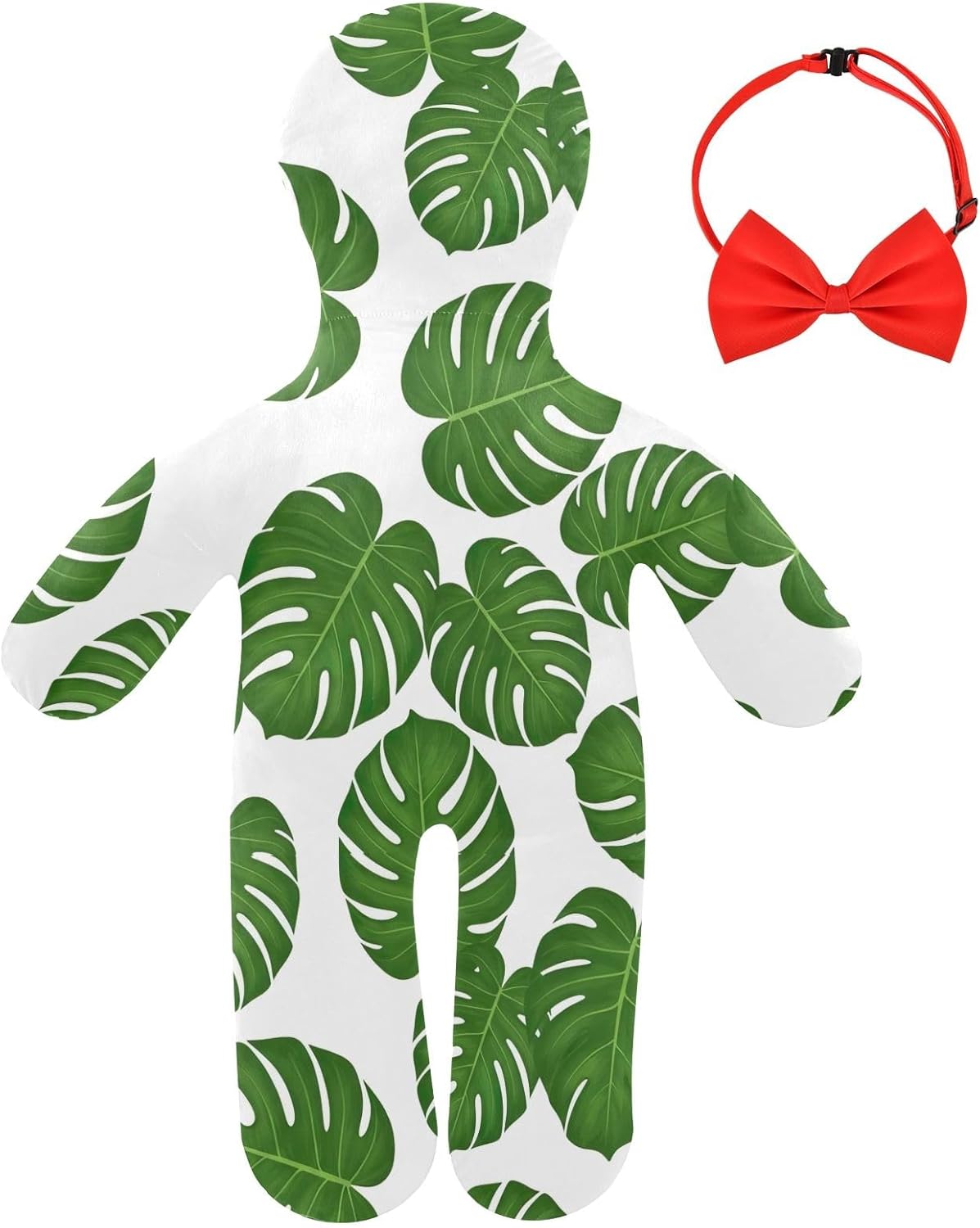 ODAWA Green Monstera Leaves Human-Shaped Body Pillow with Removable Pillowcase, Side Sleeper Pillow for Bedroom 23 x 32 Inch