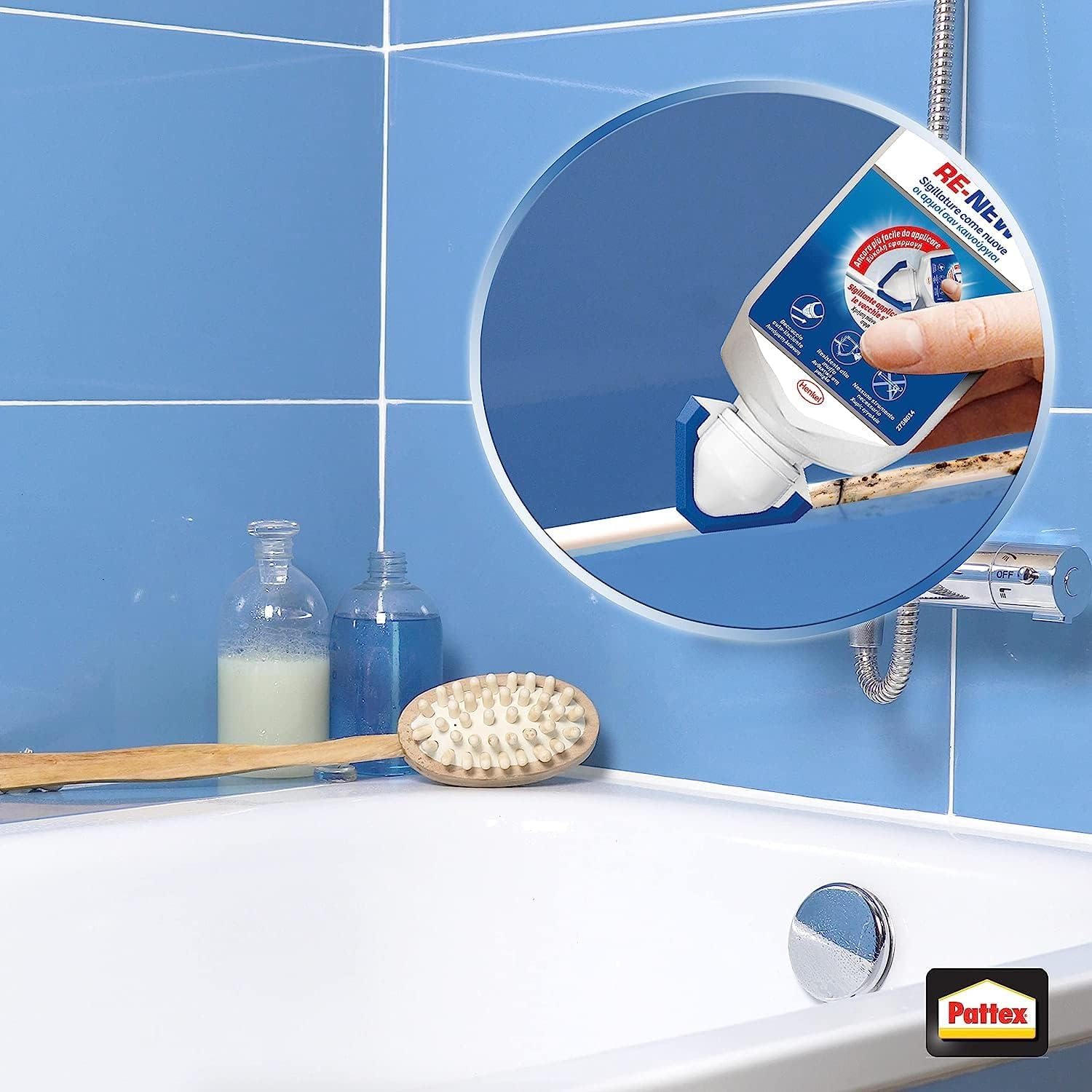 Pattex RE-NEW Bianco, Sigillante bagno e cucina per rinnovo fughe, Silicone sigillante bianco per rinnovare le fughe ed eliminare la muffa, applicazione facile, 1x80ml