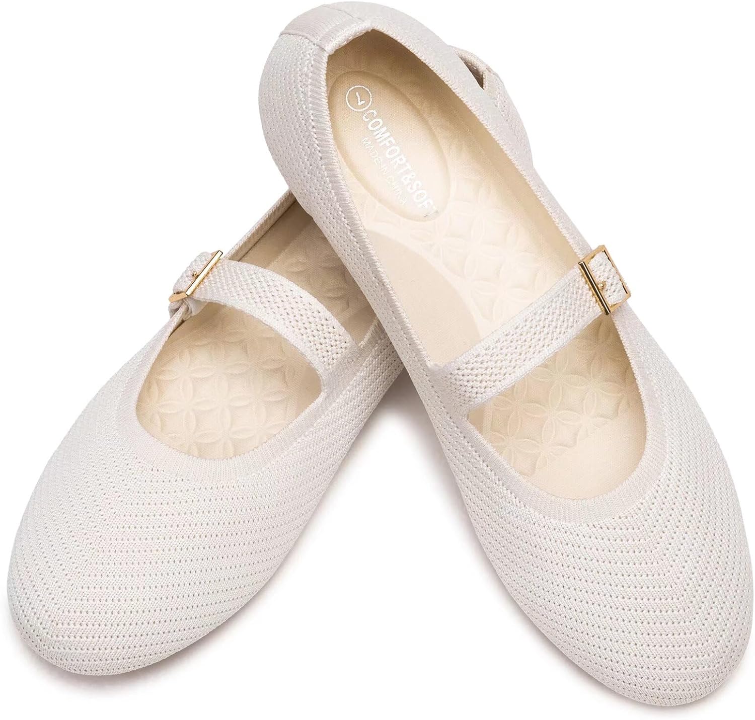 Frank Mully Women's Mary Jane Flats Comfortable Dressy Ballet Flats Casual Round Toe Slip On Washable Knitted Fabric Office Work Woman Shoes - Image 6