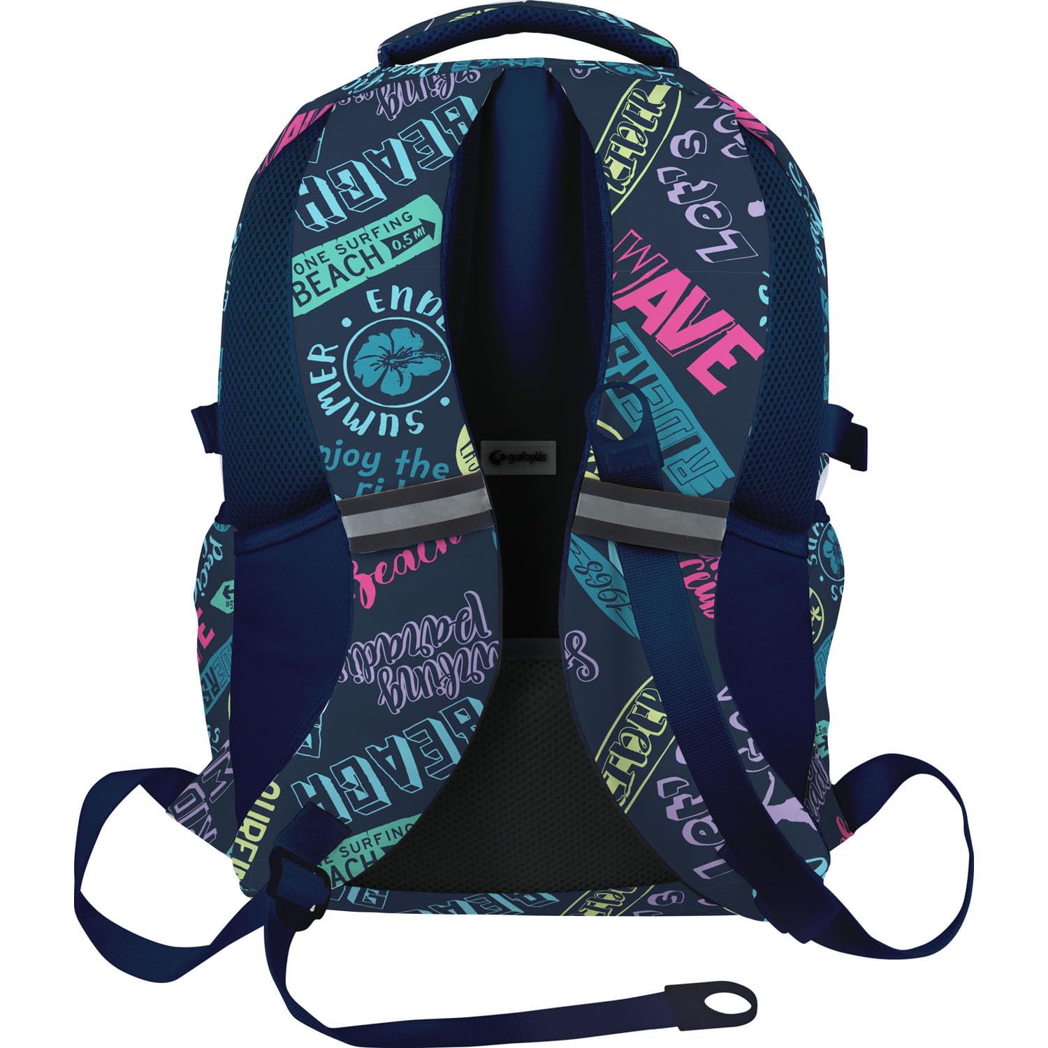 Grafoplás Duży plecak szkolny, 32 x 46 x 24 cm, 31 litrów, wyściełany obszar na laptopa, model Bigpack, design plażowy, bity i boby, maksymalna ergonomia, Niebieski, XL, Szkolny