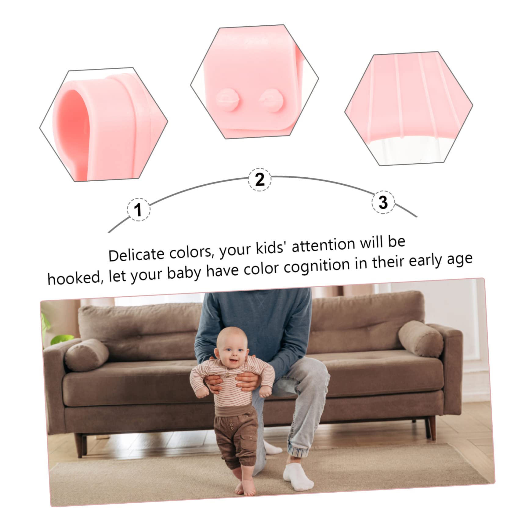 NAMOARLY 1 Pair Boys and Girls Pull Ring for Toddler Stand Ring Baby Walking Assistant Comfortable Grip Sturdy Clip