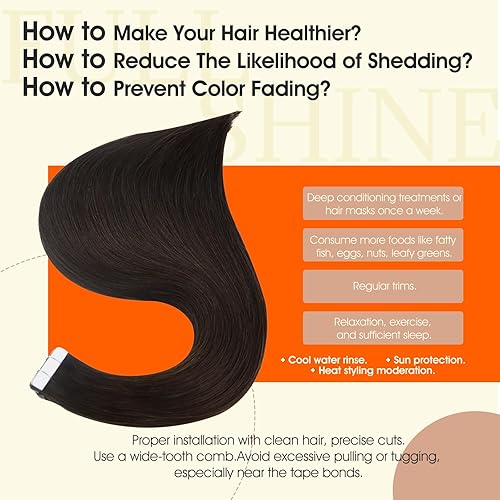 Miniatura 4 de Full Shine - Extensiones de cabello humano lacio con cinta adhesiva de poliuretano y trama de piel sin costuras, puntas gruesas, 51 cm, 50 g, 20