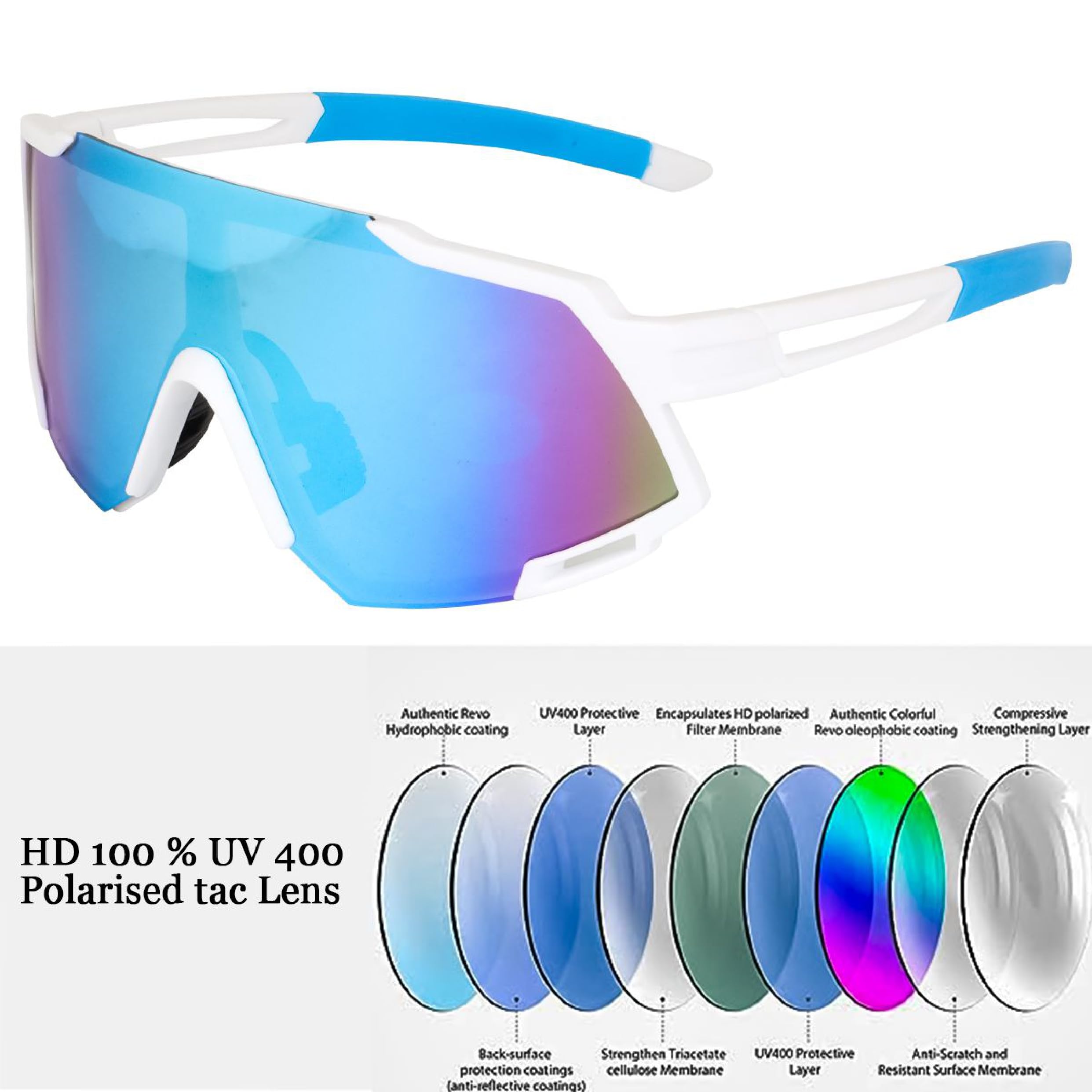Dervin Gafas de sol deportivas de una sola pieza con visera de gran tamaño, no polarizadas, para hombres y mujeres, para críquet al aire libre, ciclismo, senderismo, pesca