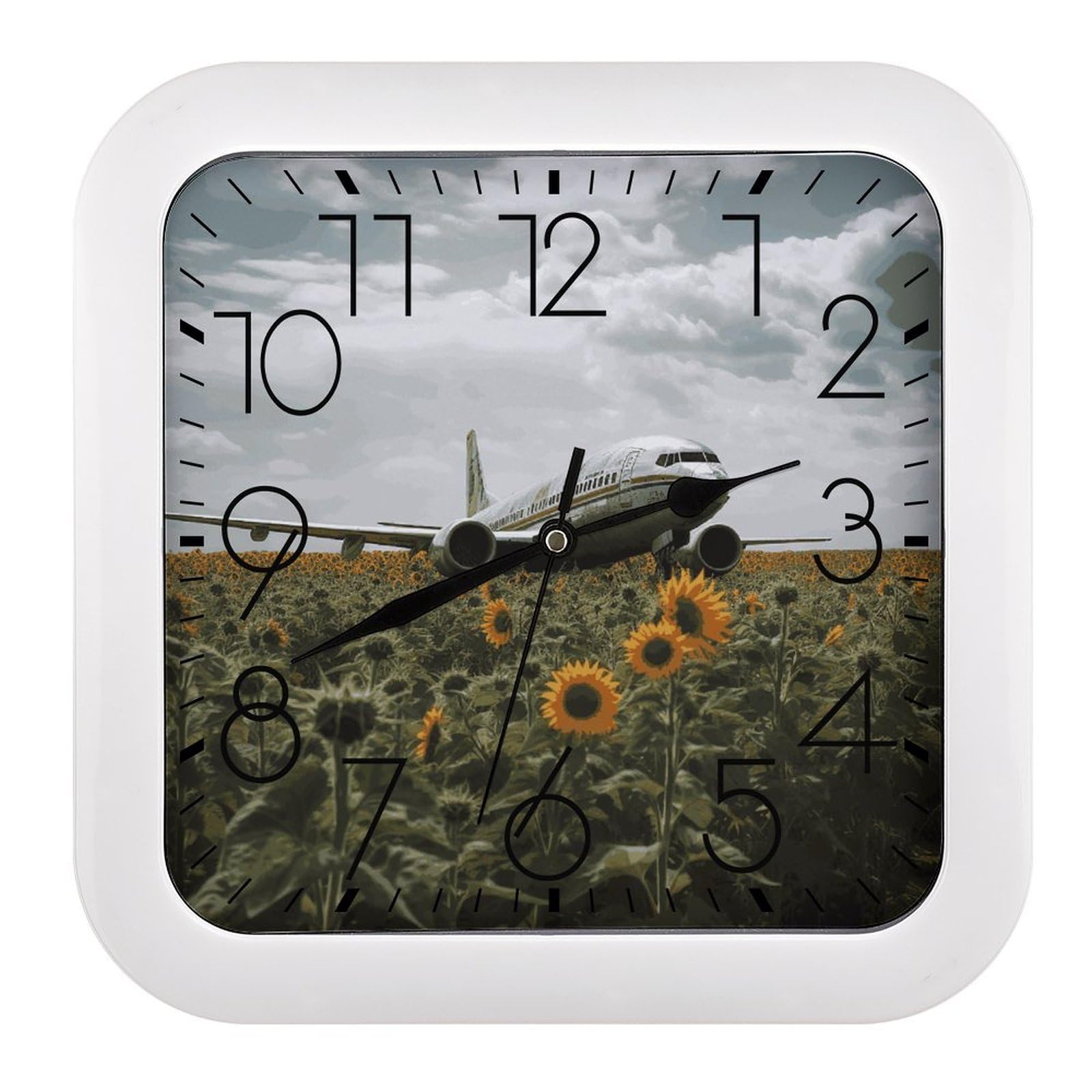 Horloge murale carrée de 25,4 cm silencieuse imprimée pour maison et bureau