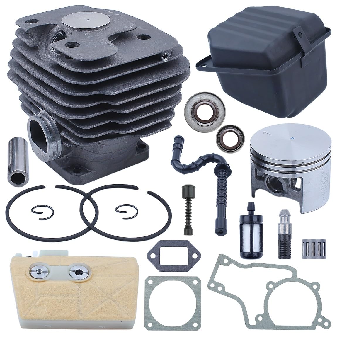Piezas de Herramientas Kit de pistón de Cilindro de 52mm for Stihl 038 MS380 1119 020 1202 motosierras Gasolina con Filtro de Aire Gsaket silenciador exhaustet
