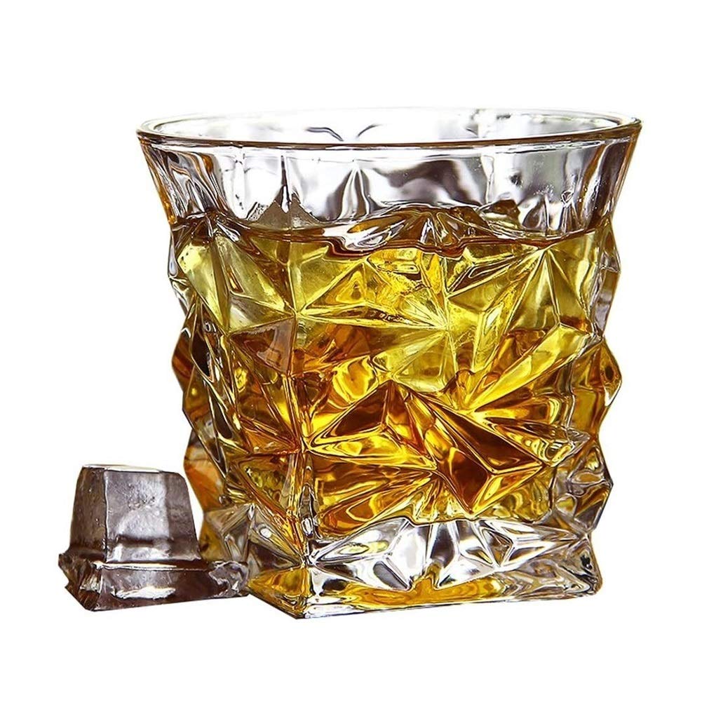 Karafka do whisky i zestaw szklanek do whisky, staromodne kryształowe szklanki z podwójnymi ściankami, burbon, koktajl, szkocka, wódka, szklanki do picia, zestaw 4 szt