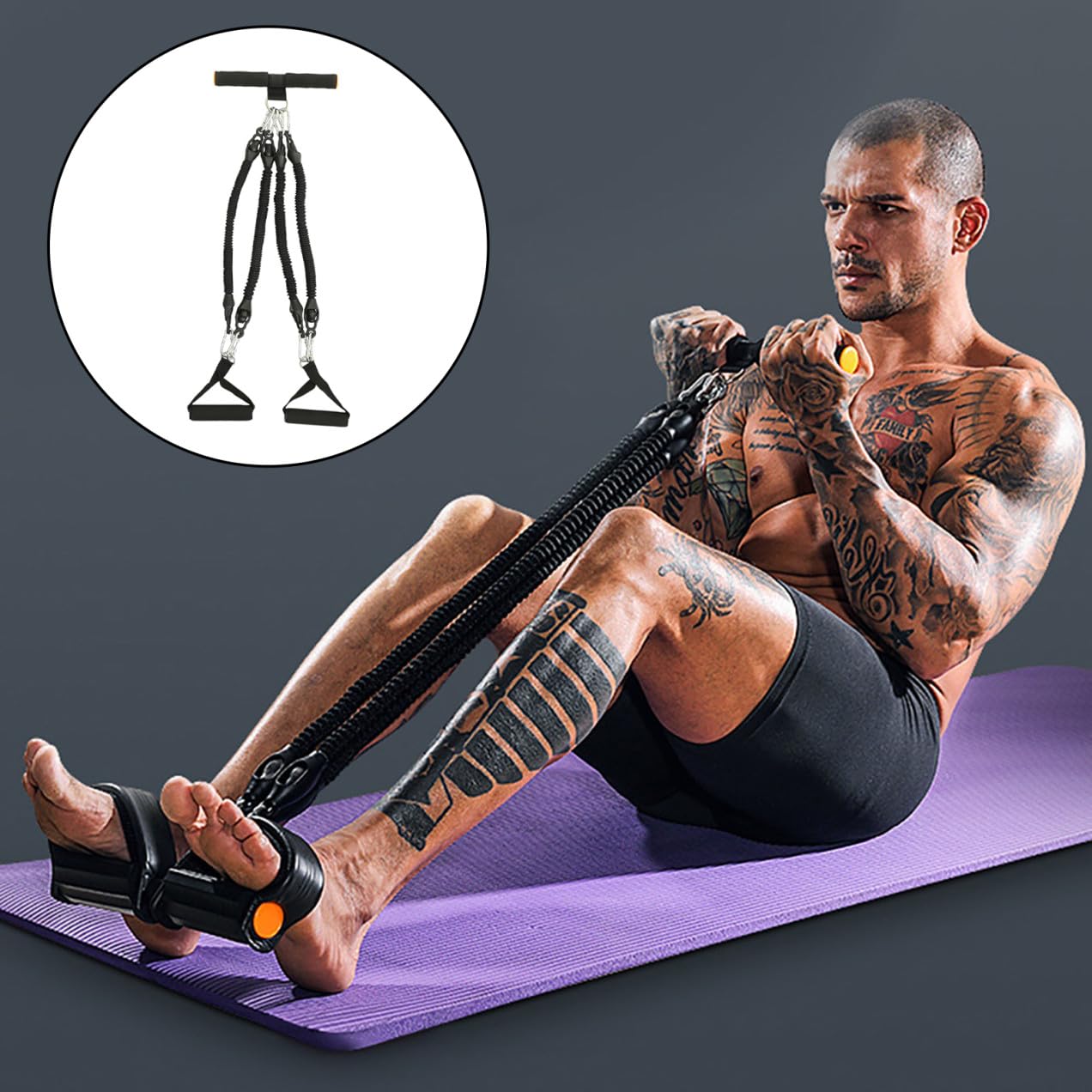 Gatuida Corda Elastica Pedali per Allenamento Tricipiti e Bicipiti, Attrezzo Fitness per Modellamento Corpo in Pte e Schiuma, per Palestra Domestica
