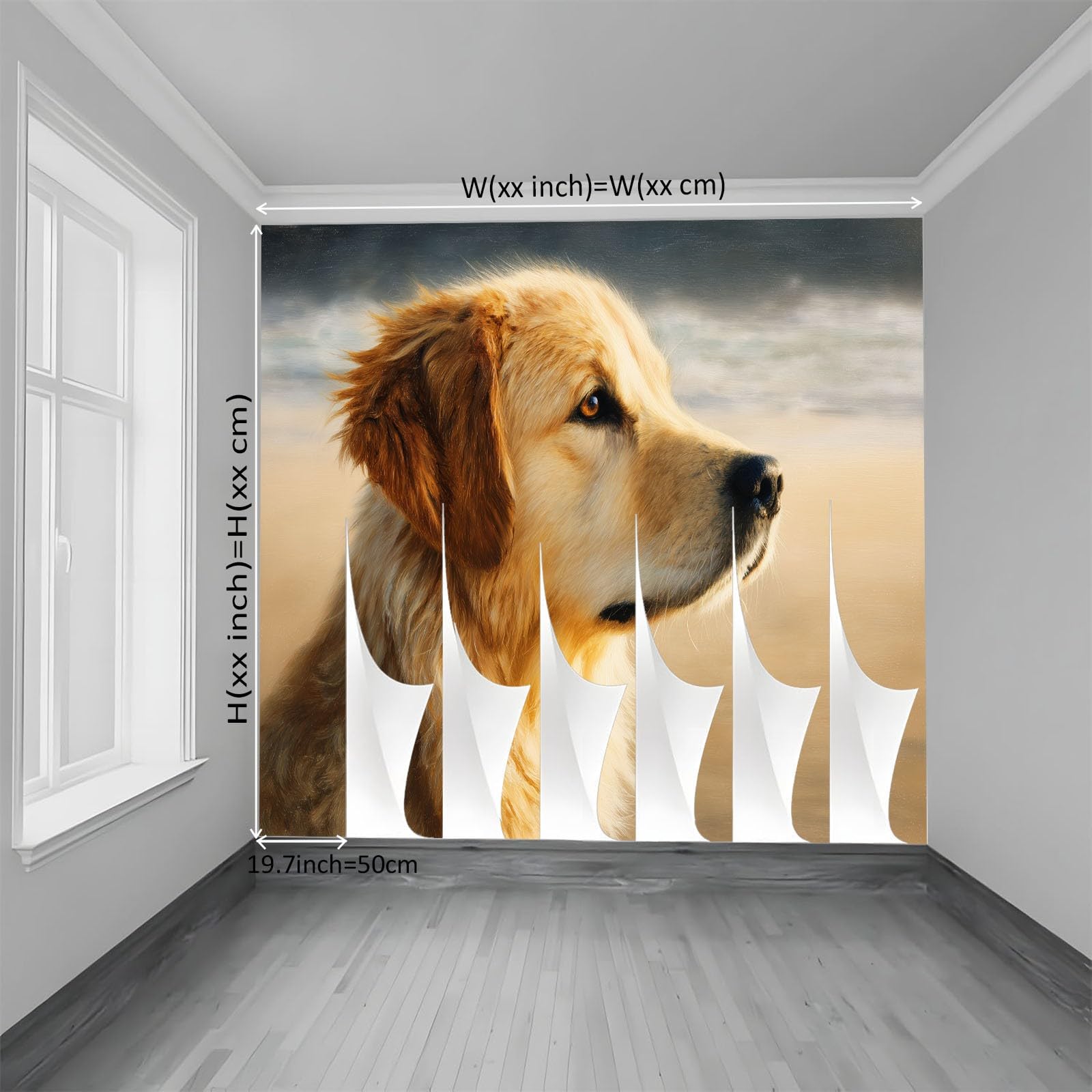 Ölgemälde Wandbild Fototapete 300 x 210 cm, Kinderzimmer Bar Büro Wohnzimmer Restaurant Bekleidungsgeschäft Flur Hotel Tier Hund Porträt Wanddekoration Wandkunst Wandposter
