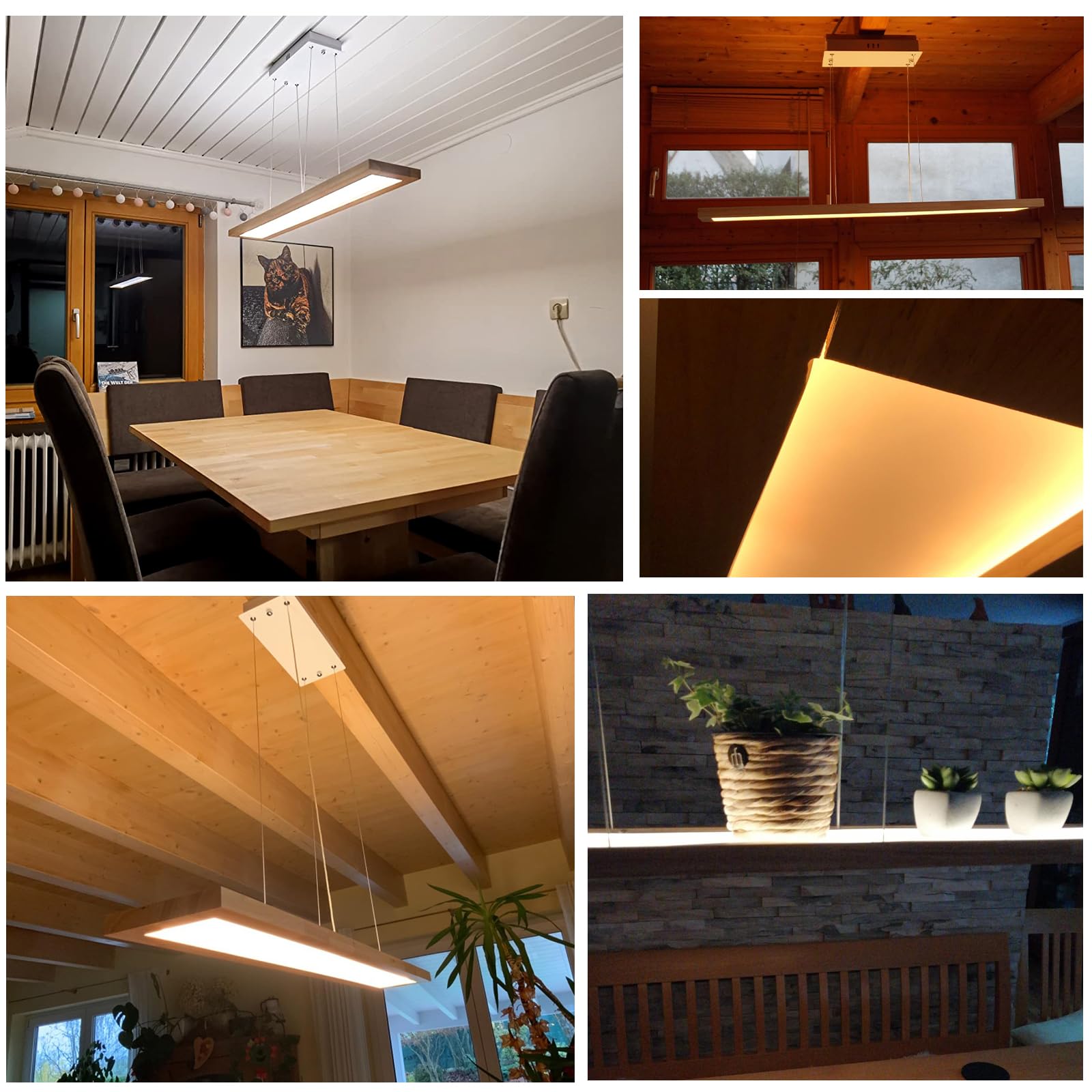 ZMH LED Pendelleuchte Hängelampe Holz - Esstischlampe Esszimmer Dimmbar Modern Design 100CM Mit Fernbedienung Esstisch lampe Hängend Höhenverstellbar Hängeleuchte für Wohnzimmer Schlafzimmer Büro