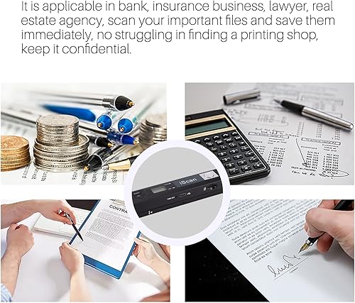 Vista 2 de Escáner de documentos portátil, escáner de imagen portátil AOZBZ 900DPI, varita de escaneo, escáner móvil de fotos a color A4 escaneo práctico Negro