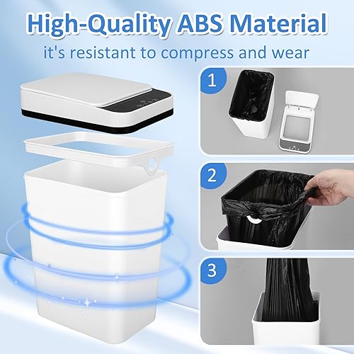 Miniatura 5 de Bote de basura automático, con sensor de movimiento sin contacto con tapa, papelera delgada de plástico inteligente para baño, oficina, caravana