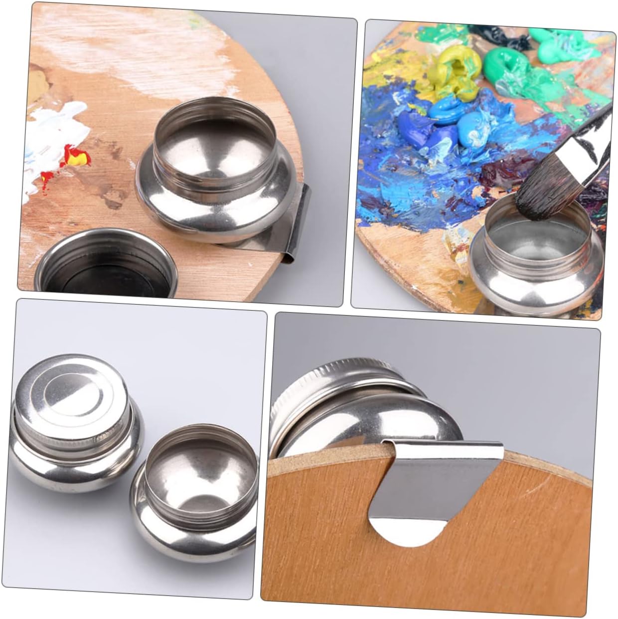 2Pcs Stainless Steel Brush Cleaner Bucket with Lid for Art Classes