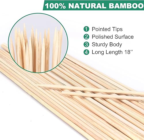 Miniatura 2 de Paquete de 40 estacas de bambú natural de 18 pulgadas, soportes para plantas de madera, palos de jardín de madera para plantas, tomate floral en