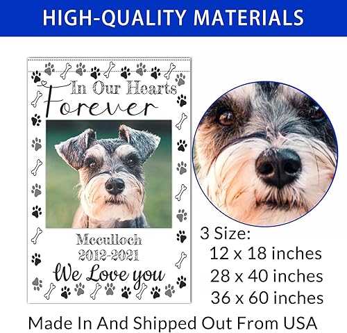 Miniatura 7 de LGNAZIO Bandera conmemorativa personalizada, banderas conmemorativas de jardín con recuerdo amoroso con nombre y foto, fecha para patio al aire