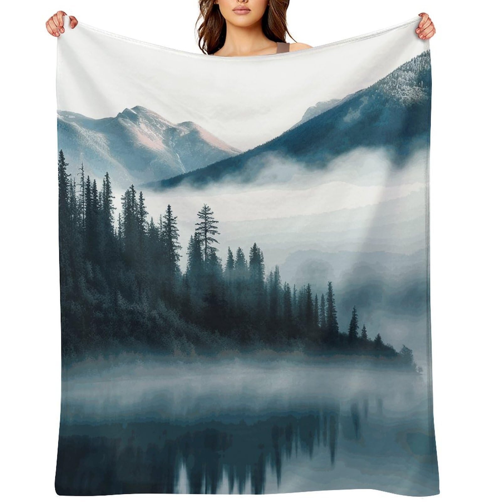 Fekiloot Style Foggy Mountains Landscape Throw Blankets Camping Blanket30 X40