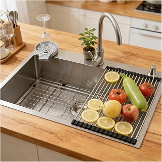Fregadero Cocina 80x50cm, Fregadero de Cocina Acero Inoxidable 304, Multifuncional Fregadero Cocina Grande 1 Seno, con Grifo, Filtro de Drenaje, Rejilla de Fondo, Sifón y Descarga (kitchen sink)