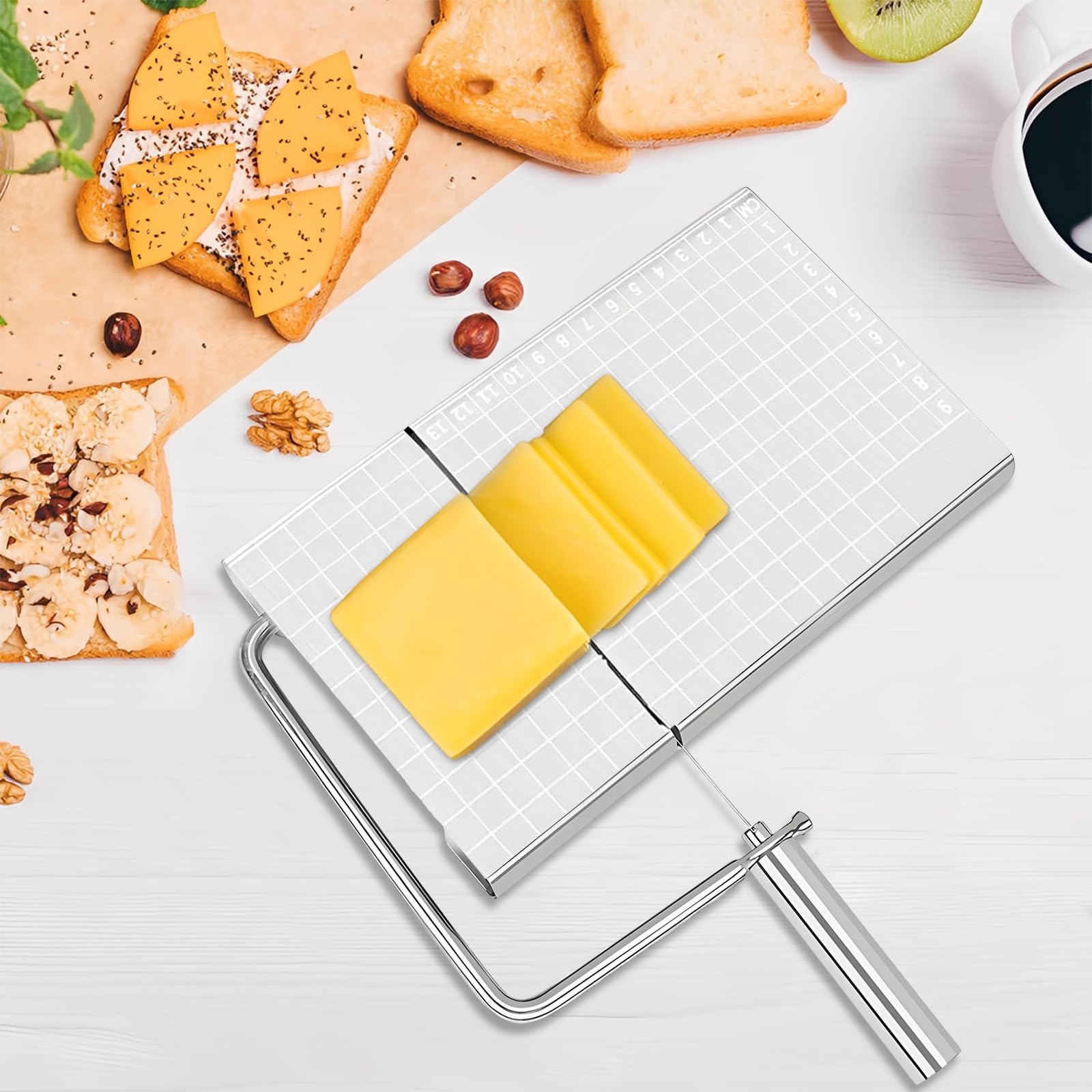 Cortador de queso de acero inoxidable con intercambiable alambre y tabla de rejilla