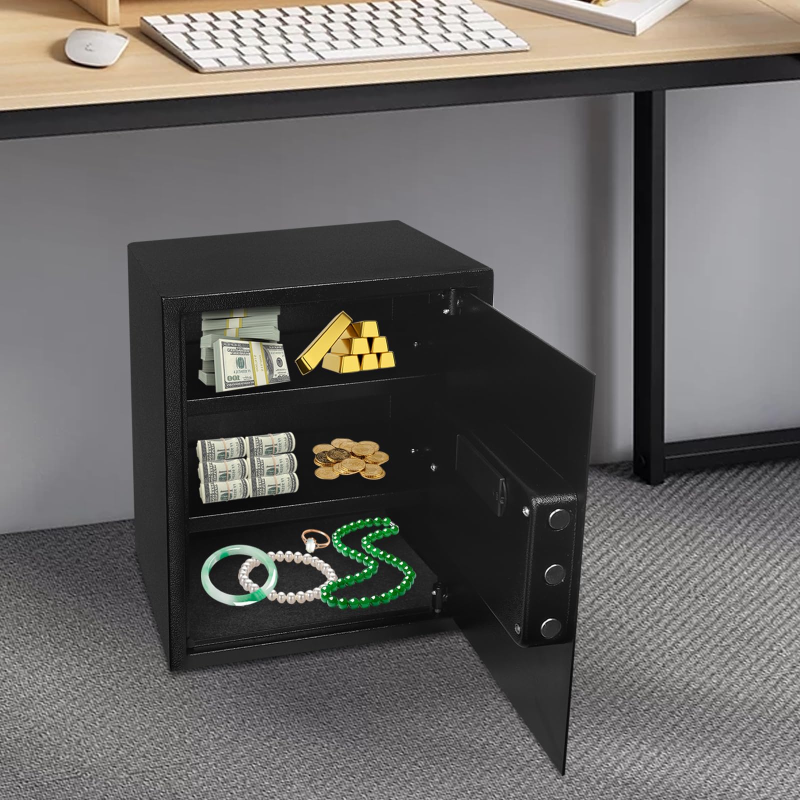 Cassaforte per denaro, cassaforte in acciaio con password digitale e chiave di emergenza, cassaforte elettronica antifurto per denaro, documenti e oggetti di valore