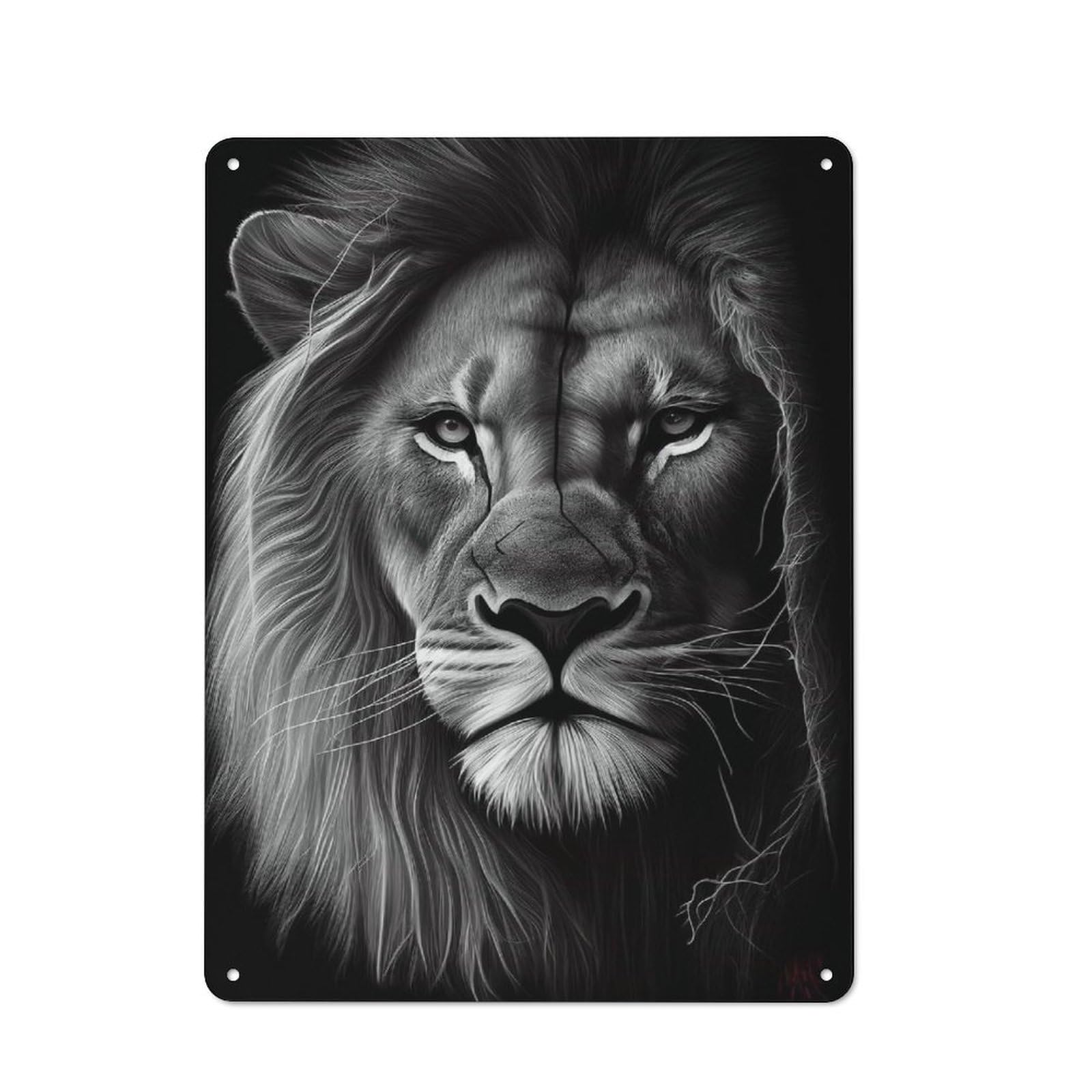 Junmoney Angry Lion Face Animal Tin Wall Plaque 40X30cm With For Bar Or Restaurant, Housewarming Present For People Styling Bar And Restaurant