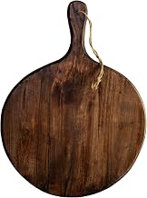 Irregular Round Chopping Boards Dark Brown Rustic Mango Wood Hand Carved Kitchen (Small 40cm)