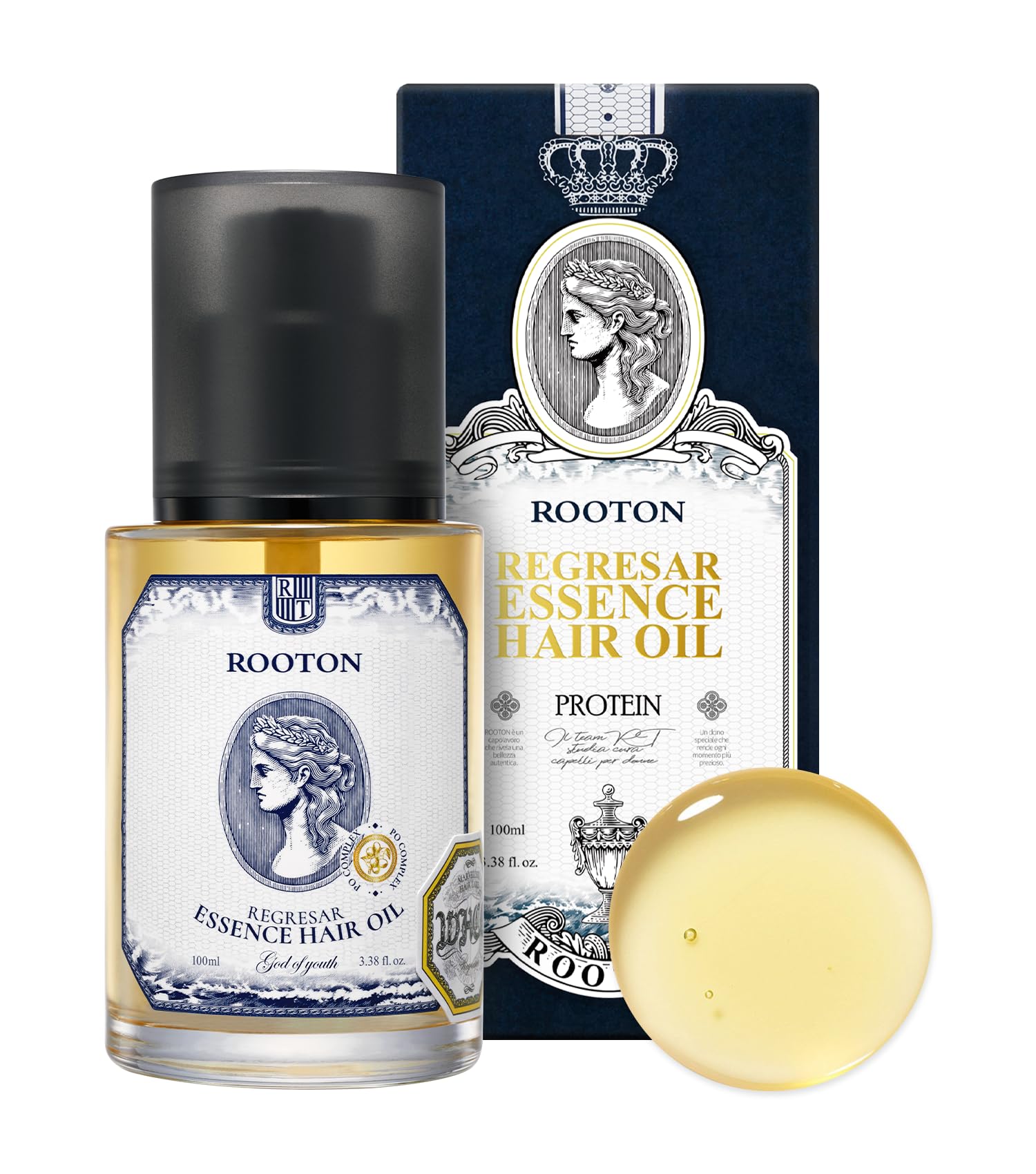 Regresar Essence Hair Oil, Lightweight Plant-Based Formula for Nourishment & Repair, Restores Hair Condition with Smooth, Silky Shine, 100ml / 3.38 fl oz