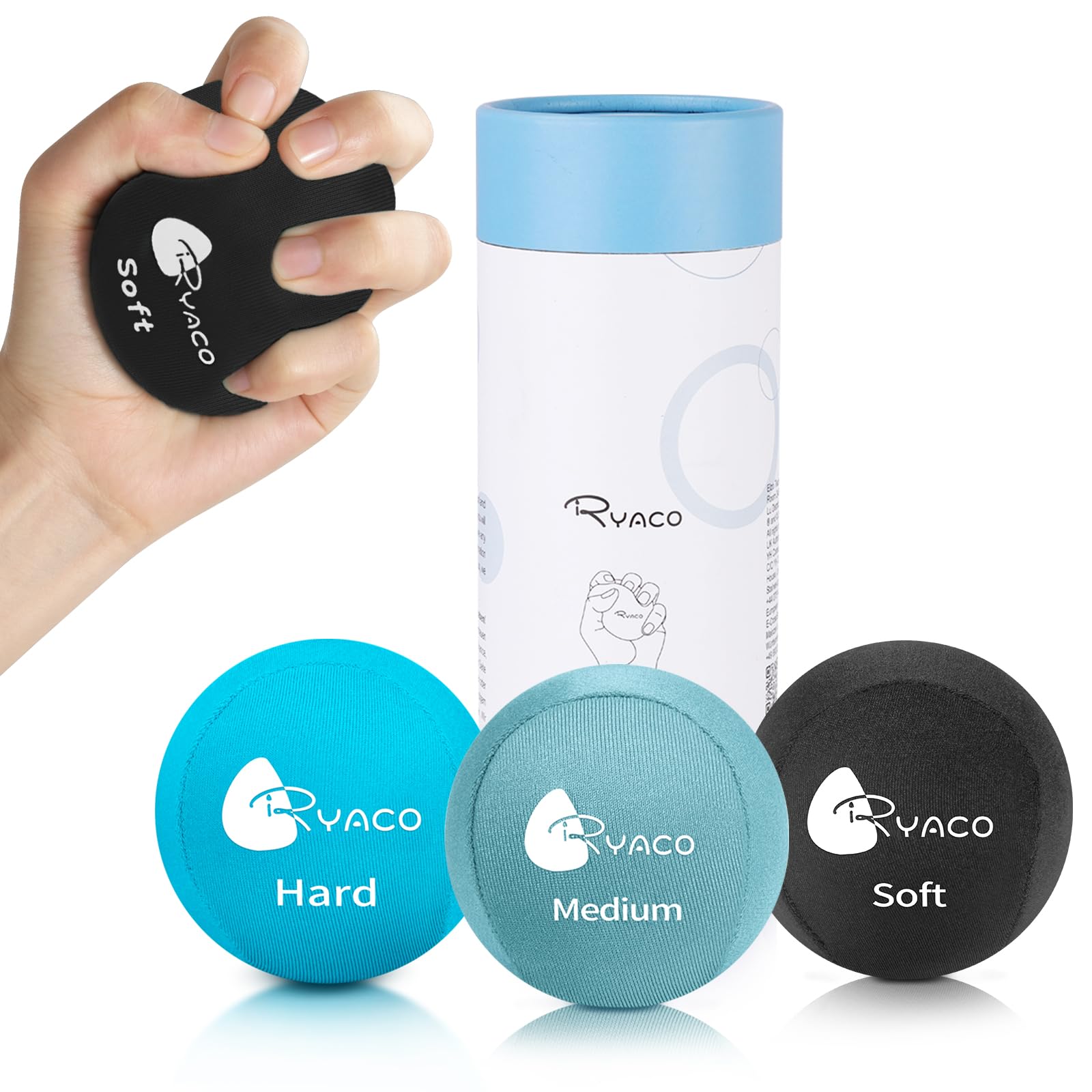 Ryaco 3Pack Hand Stress Balls, Stress Balls for Adults, Soft & Hard Gel Balls Set of 3 - Anxiety Relief, Resistance Training, Easy Squeeze, Grip Strength for Kids & Elders (3 Pack)-image-41