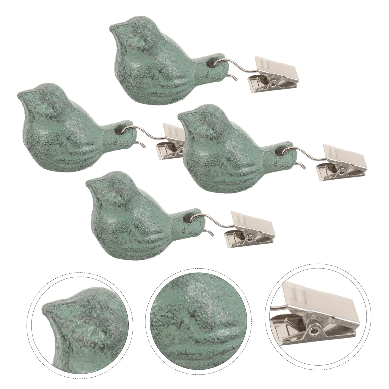 LIFKOME Set 4 Fermatovaglia da Tavolo a Forma di Volatile in Metallo Verde, Fermatovaglia da Esterno Antivento per Picnic e Tavoli da Giardino, Design Creativo e Decorativo