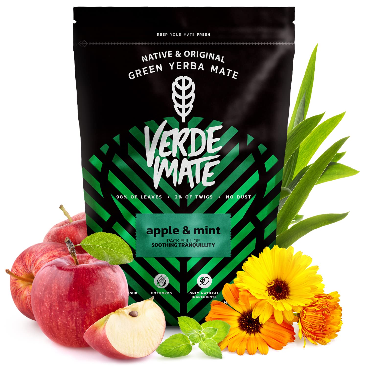 Verde Mate Green Fruity Yerba Mate Tea Set 3x500g - Mango & Maracuya, Mela & Menta, Frutta Passionale, Brasiliano