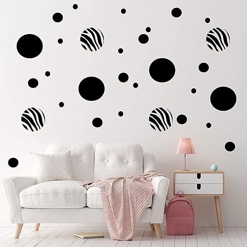 50 pieces Zebra Print Polka Dot Wall Stickers, Multi size dot Removable Vinyl Wall Decals, Circle Wall Decals, Kid's Room Decor, Girls Bedroom 50 pieces Zebra Print Polka Dot Wall Stickers, Multi size dot Removable Vinyl Wall Decals, Circle Wall Decals, Kid's Room Decor, Girls Bedroom