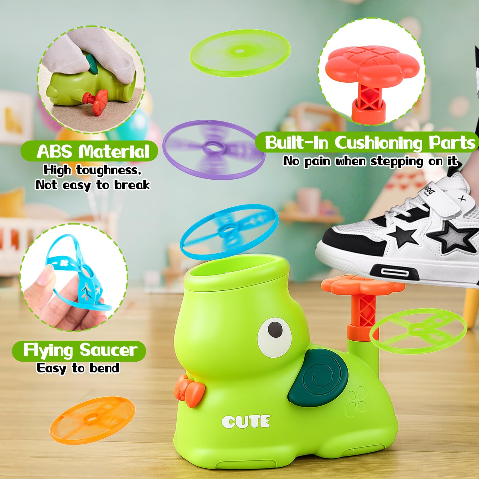 Frisbee Niños, Lanzador de Disco Volador Juegos Exterior Niños con 32 Discos, Juguetes para Niños Niña 3 4 5 6 7 8 Años, Juguetes Exterior para Jardin y Interiores