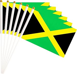 25 Pack Jamaica Small Flag, Hand Held Jamaican Stick Flag National Country Flag, Party Decorations, Supplies For Parades, Festival Events, International Festival, Celebration (Jamaica)