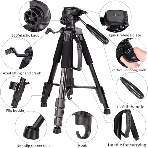 Miniatura 2 de 70"176.5cm 2-en-1 Trípode Monopod-Cámara Trípode Aluminio Viaje Trípode con Bolsa para CanonNikonSony DSLRSLR Cámara