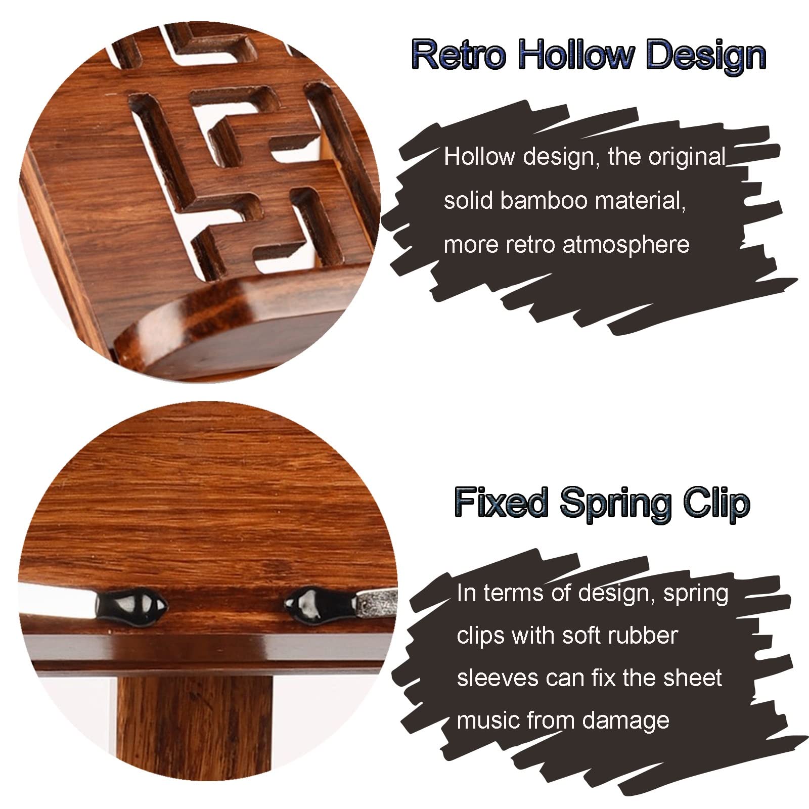 Soporte de violín plegable portátil, atril de madera ajustable, atril para partituras plegable multiusos, sostiene libros de texto, libros de cocina, partituras o documentos de forma segura (made