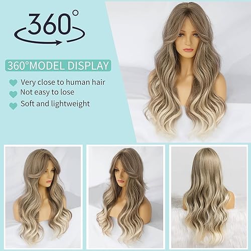 Miniatura 2 de Ebingoo Peluca negra de 30 pulgadas de largo con flequillo para mujeres y niñas + 1 gorra de peluca, peluca larga rizada negra, pelucas sintéticas