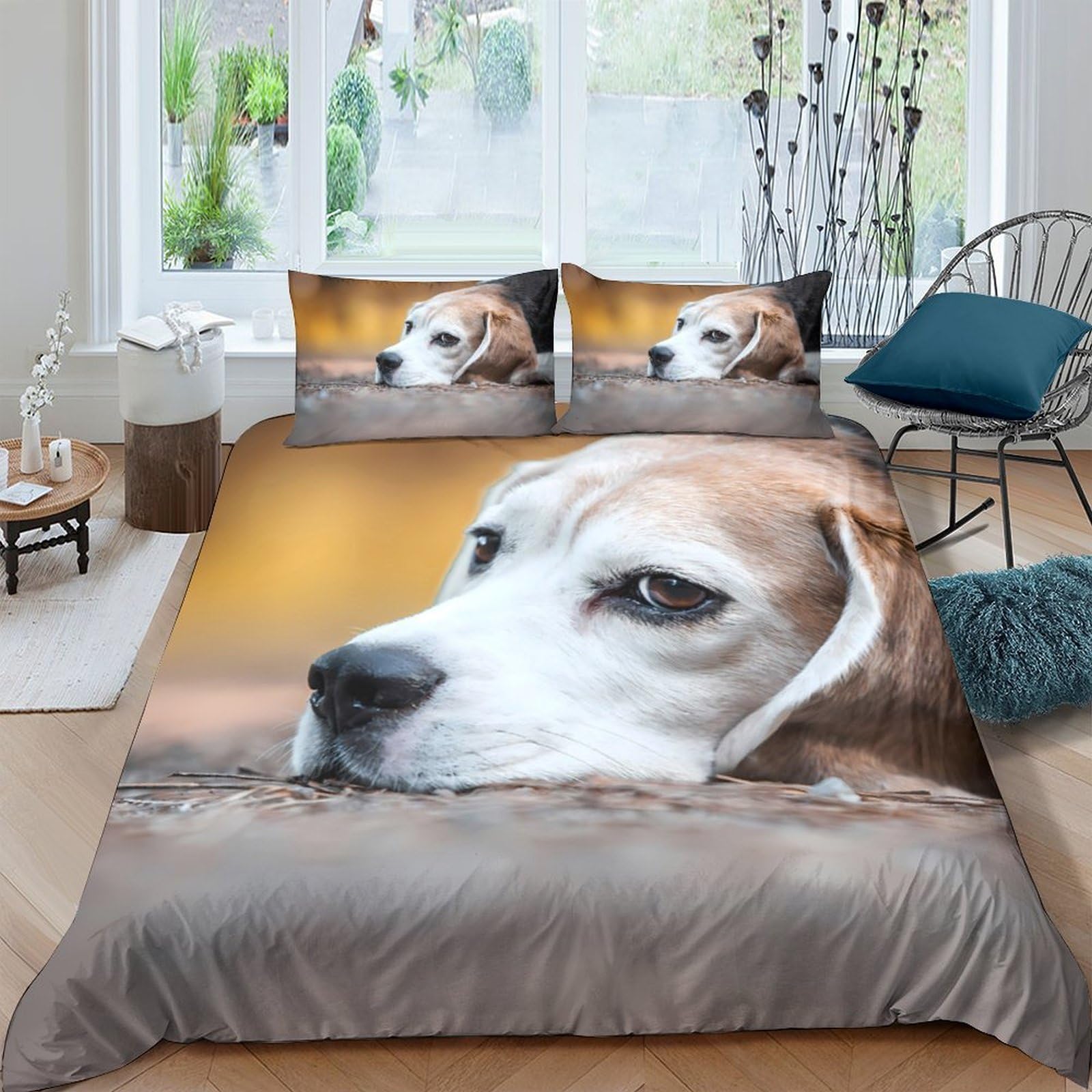 Ctjqhvkz Style-10 3D Printed Beagle Dog Fitted Sheet Microfiber Soft Brown White Puppy Mattress Cover For Bedroom Guest Room Easy Care Decor Single（135X200cm）