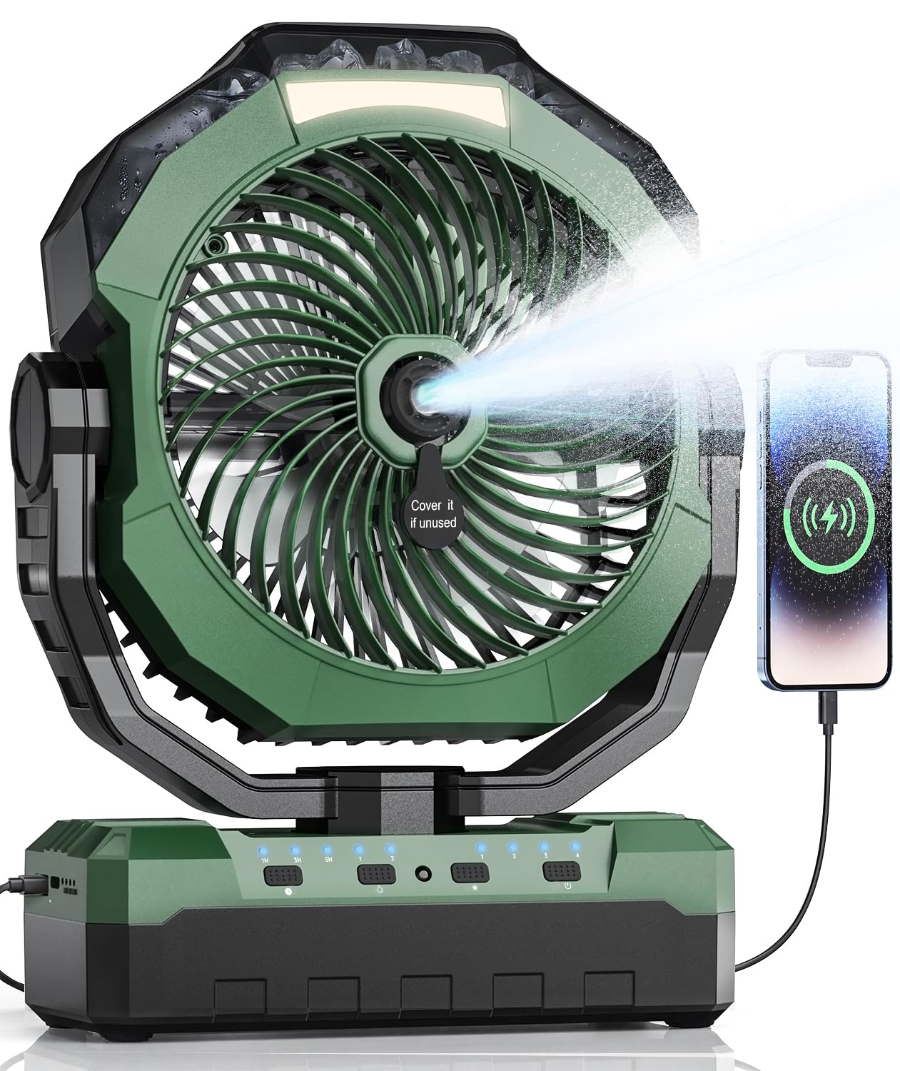 Portable Misting Fan,36000mAh Rechargeable Battery Powered Camping Fan