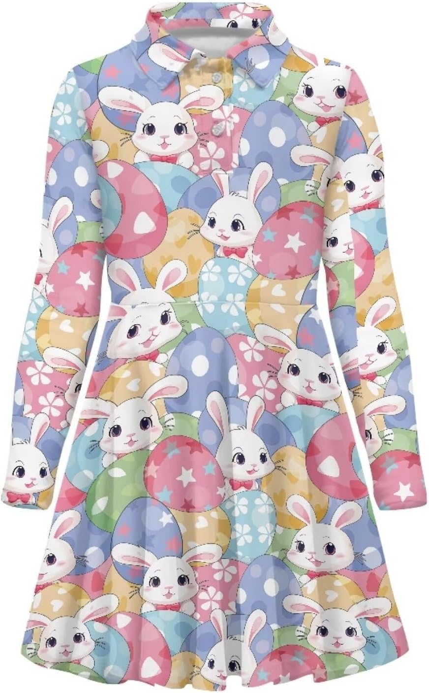 Dress for Girls 3-16Y Long Sleeve Dresses Midi Dress School Uniform