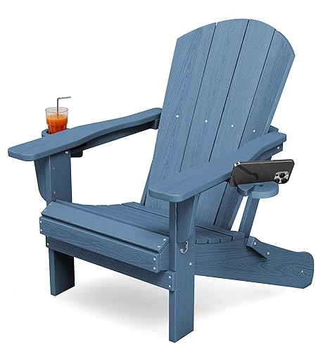Folding Adirondack Chair with Dual Cup Holders - HDPE All-Weather