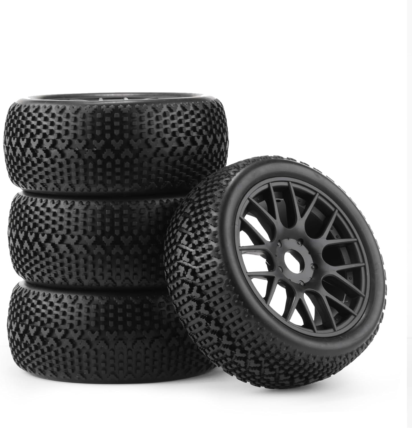4PCS 1/8 Scale RC Buggy Wheels and Tires 17mm Hex RC Wheels for Typhon Talion 3s/6s Upgrade Parts for Losi Tires (Pattern B)