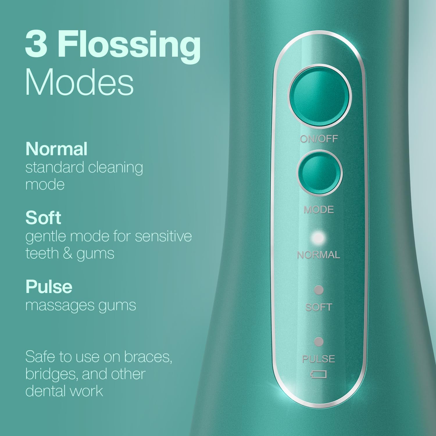 AquaSonic Aqua Flosser PRO - Rechargeable Electric Cordless Water Flosser for Teeth, Gums & Tongue - Waterproof Modern Design, 300ml Large Tank, 3 Modes, 6 Jet Tips, Deluxe Tongue Nozzle - Green