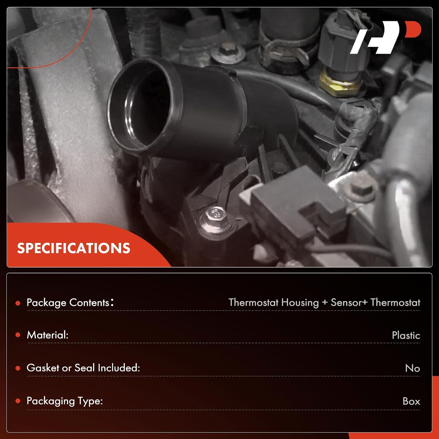 A-Premium Engine Coolant Thermostat Housing Assembly with Sensor Compatible with Land Rover Range Rover Sport 2006-2009 LR3 2005-2009 4.4L