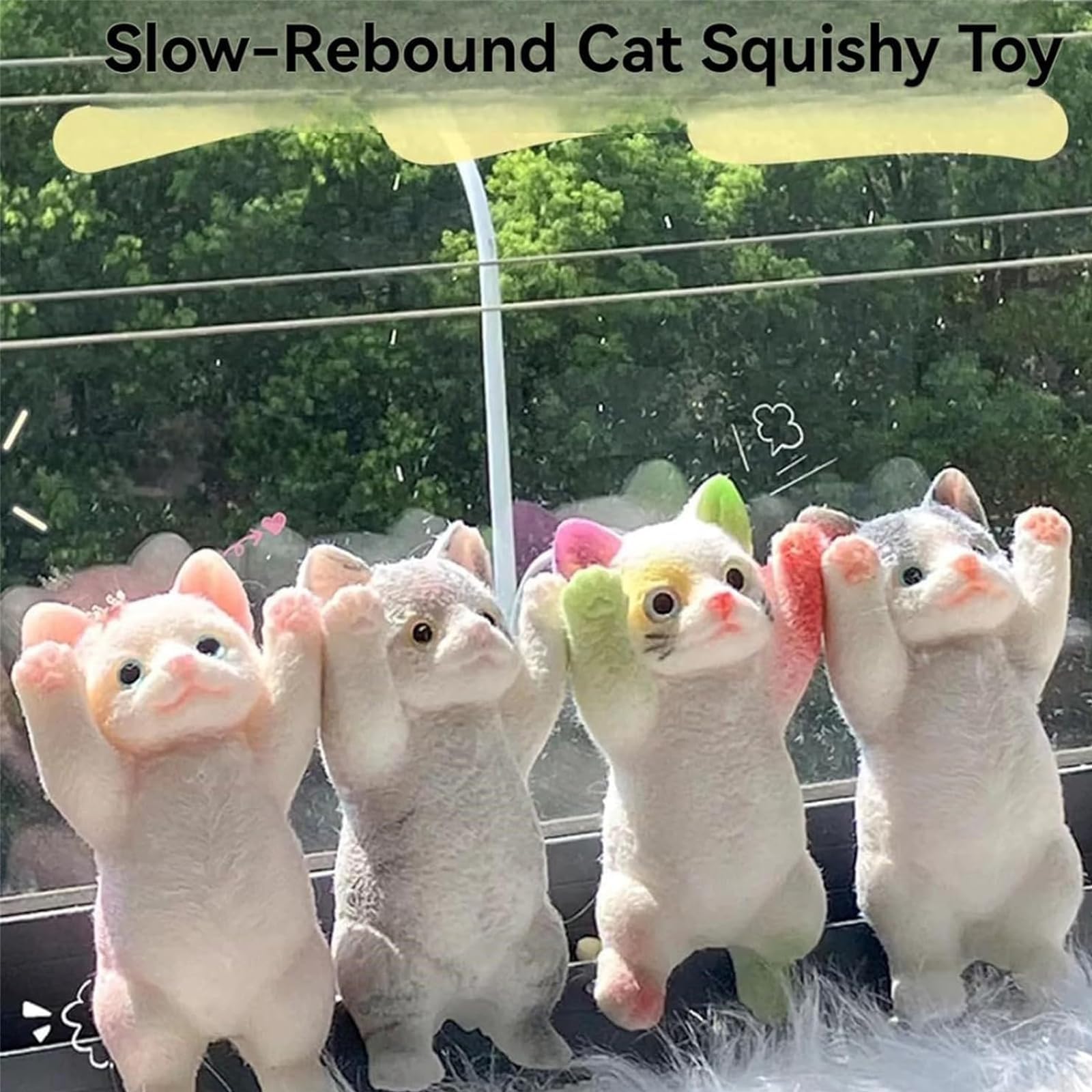 Squishy Katze Toy, Lepki Gryzak Squishy, Uroczy Antystresowy Gryzak Cat, Zabawka Fidget w Prezencie Dla Dzieci i Dorosłych Krótkowłosa (C)