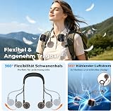 Nackenventilator, 4000mAh Tragbarer Halsventilator, 6 Stufen & 360° Luftstrom, 5-16 Stunden,Extrem Leise 10000 U/min USB Ventilator mit LED-Anzeige,Faltbarer Mini Lüfter für Freien,Reisen,Camping,Büro - 5