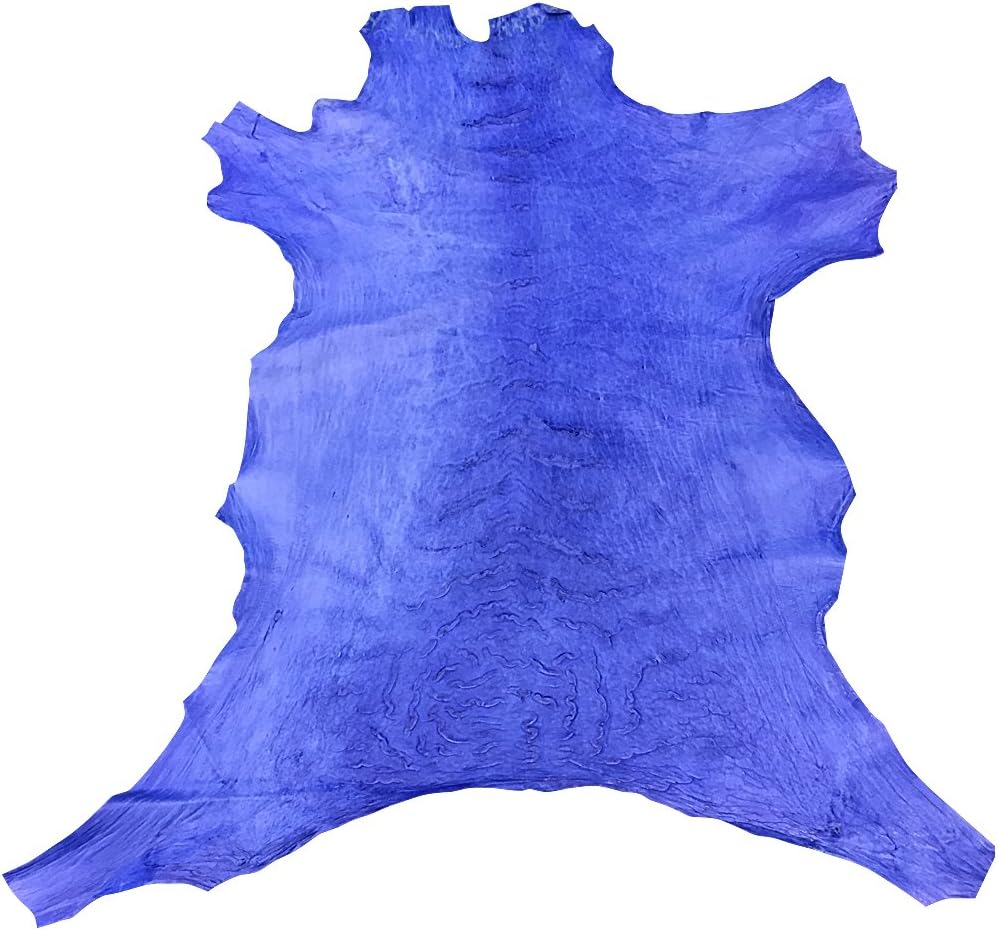 Genuine Blue Leather Hide – Quality New Zealand Full Skin - 7 sq ft - 2-3 oz avg Thickness - Rustic Finish – Natural Veg Tan Sheepskin Material – Soft Upholstery Fabric – Craft DIY Supply